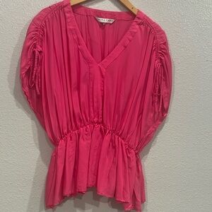 Trina Turk Pink Peplum Blouse